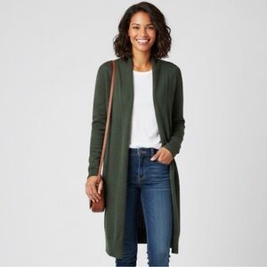 Quince Forest Green Long Cardigan